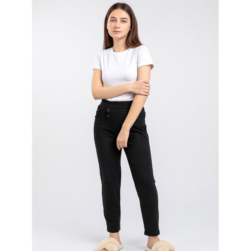 بنطلون مبطن بتصميم SKINNY للنساء لون أسود
