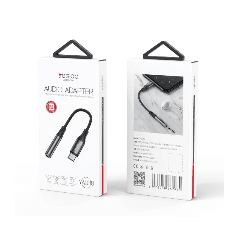 yesido audio adapter yau38 تحويلة اوكس الى تايب سي