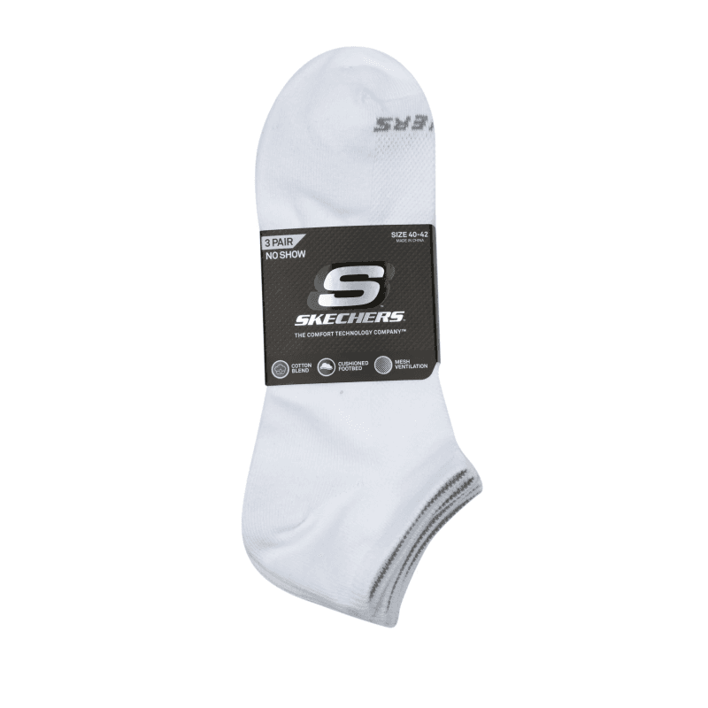 Skechers Mens (41-46) 3 Pairs Socks - White