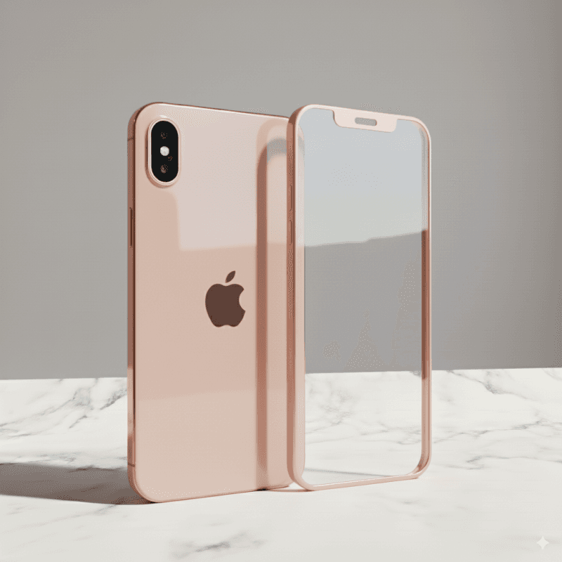 لزقة شاشة مع ظهر لايفون XR - لون Rose Gold