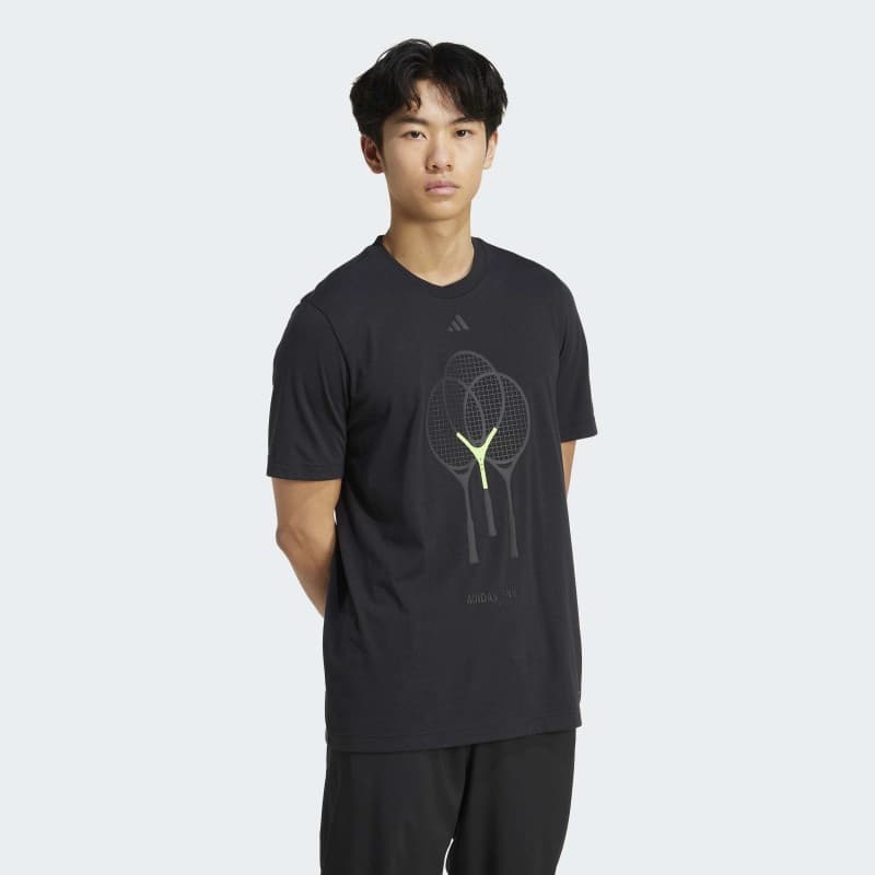 adidas Men's Tennis 3 Rackets Graphic Tee - Black