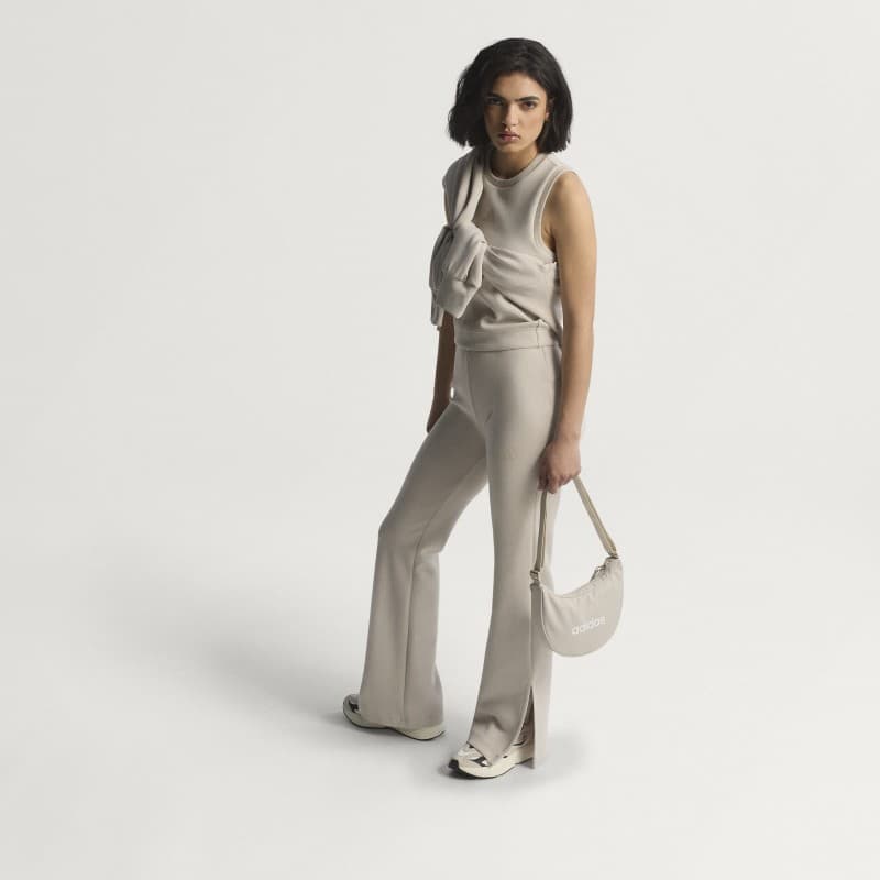 Adidas Womens' Soft Lux Flared Pants - Beige