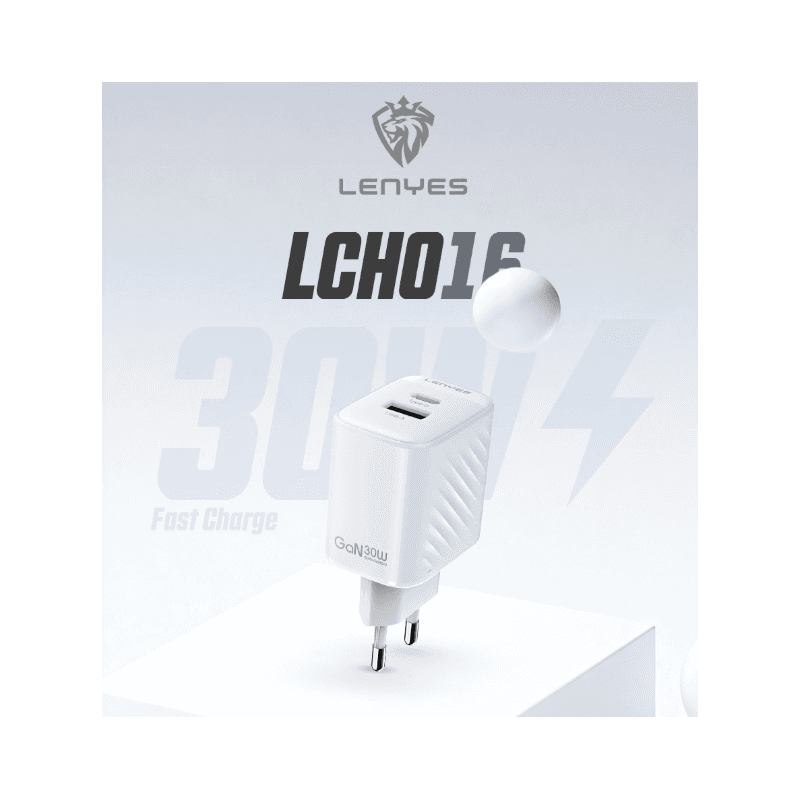 Lenyes LCH016-EU TC-I – شاحن سريع GaN 30W مع كفالة سنة