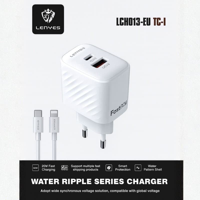 Lenyes LCH013-EU TC-I – شاحن سريع Water Ripple Series مع كفالة سنة