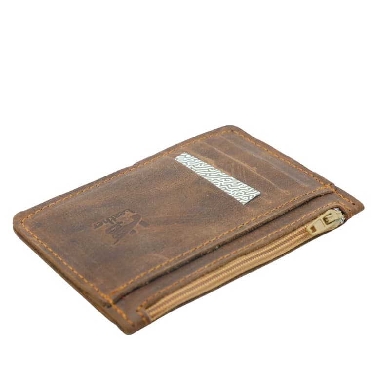 محفظة شبابية أنيقة من الجلد الطبيعي البقري لون بني