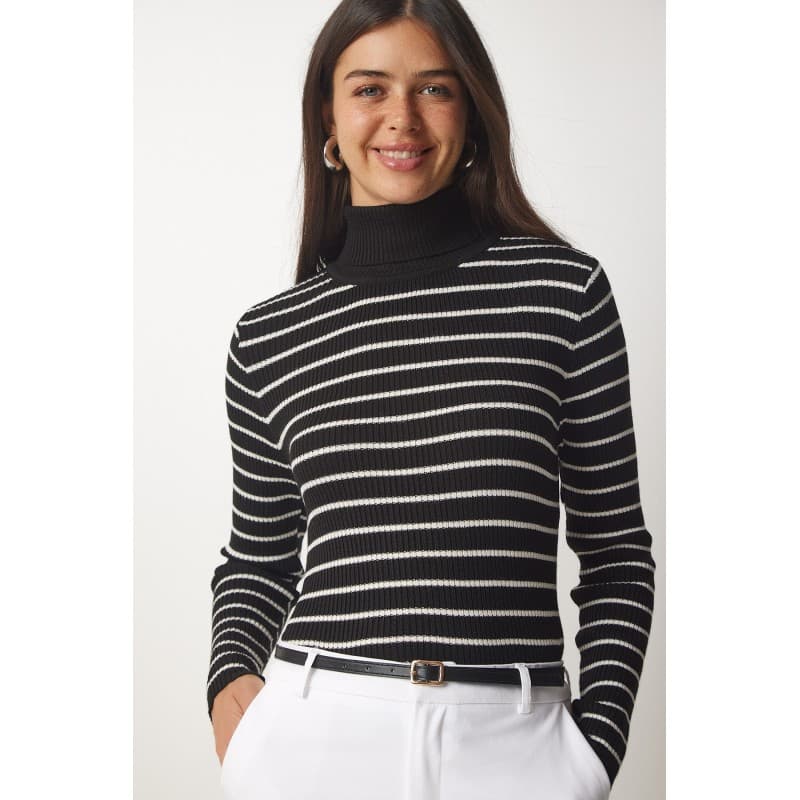 بلوزة هاينيك مقلمة لون اسود وابيض One Size