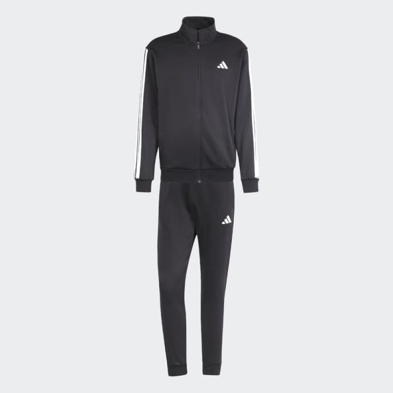 adidas Men's 3-STRIPES FLEECE Tracksuit- Black
