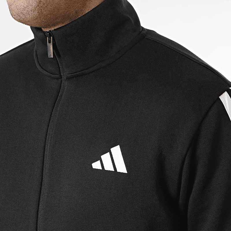 adidas Men's 3-STRIPES FLEECE Tracksuit- Black