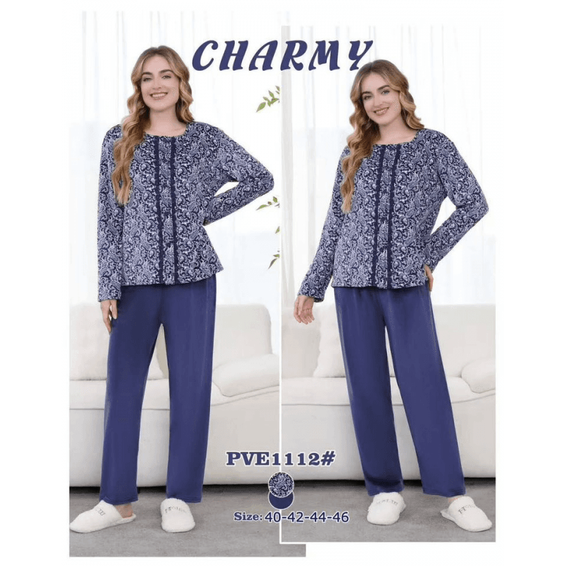بجامة مخمل من CHARMY للنساء لون ازرق