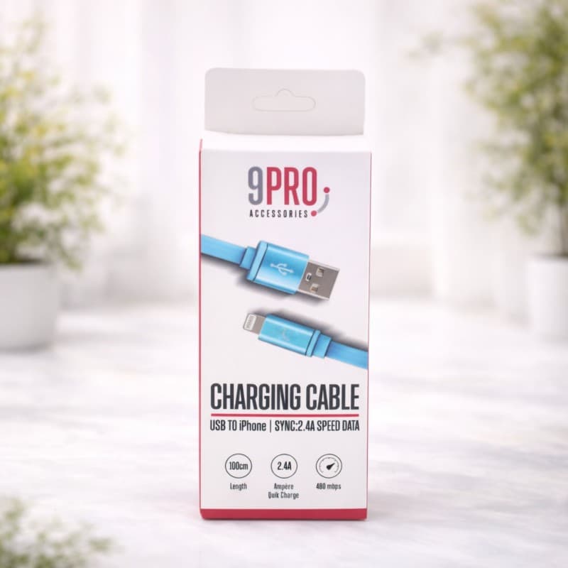 9Pro Charging Cable USB To IPhone 1M-Blue