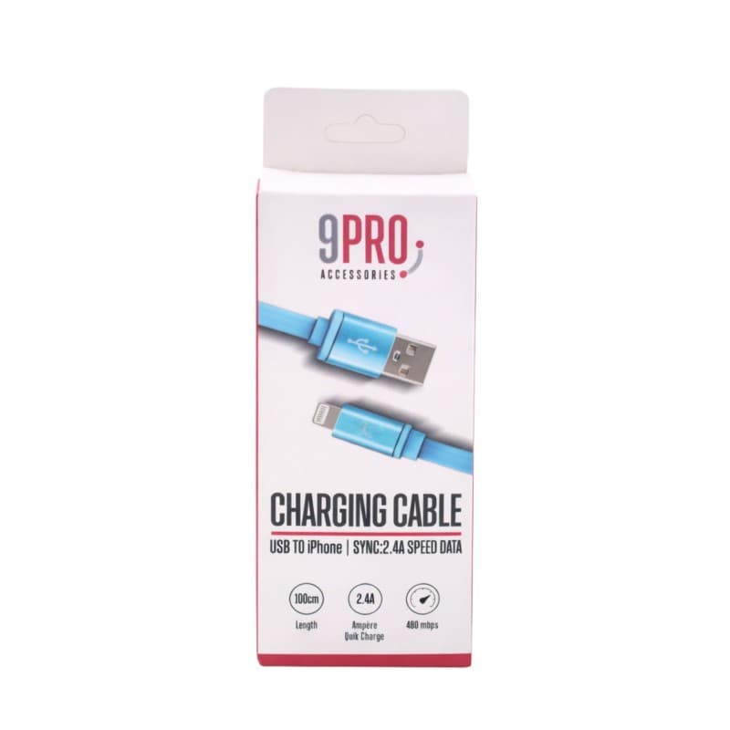 9Pro Charging Cable USB To IPhone 1M-Blue