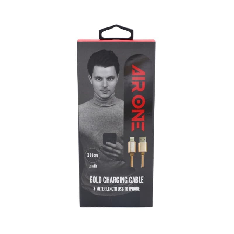 AIR ONE Charging Cable USB To IPhone 3M-Gold