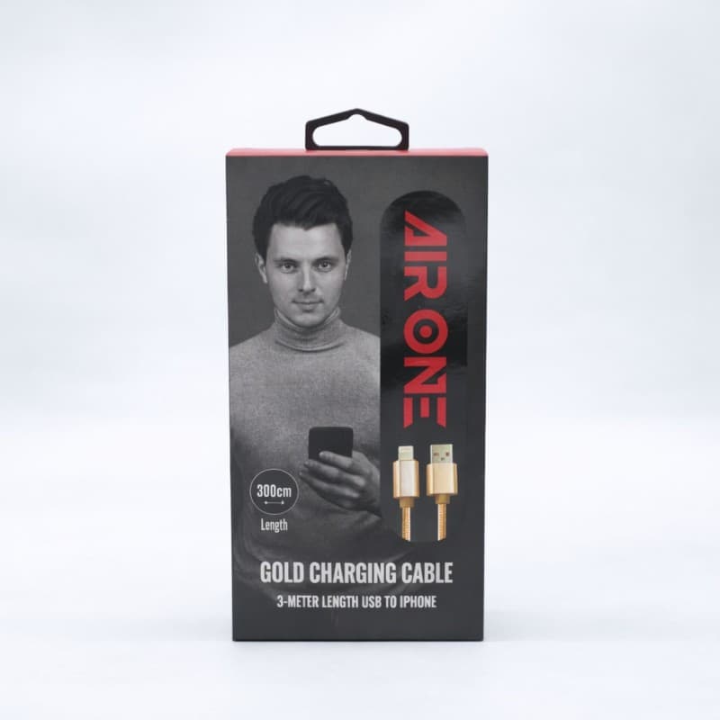 AIR ONE Charging Cable USB To IPhone 3M-Gold