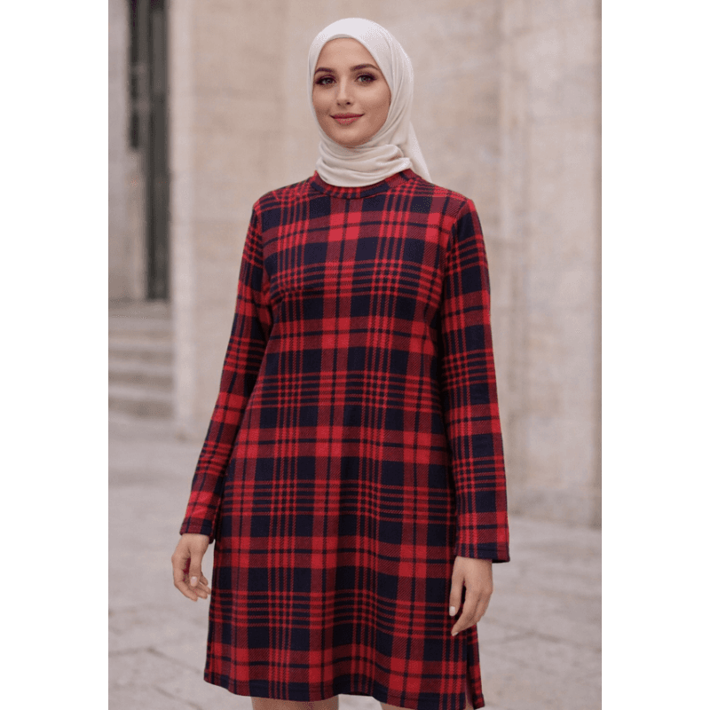 بلوزه ستاتي لون كحلي وأحمر كروهات