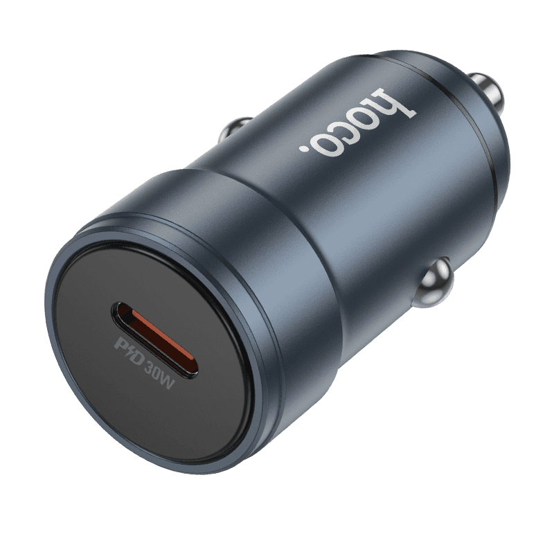 HOCO USB-C PD 38W Car Charger - Metal Grey