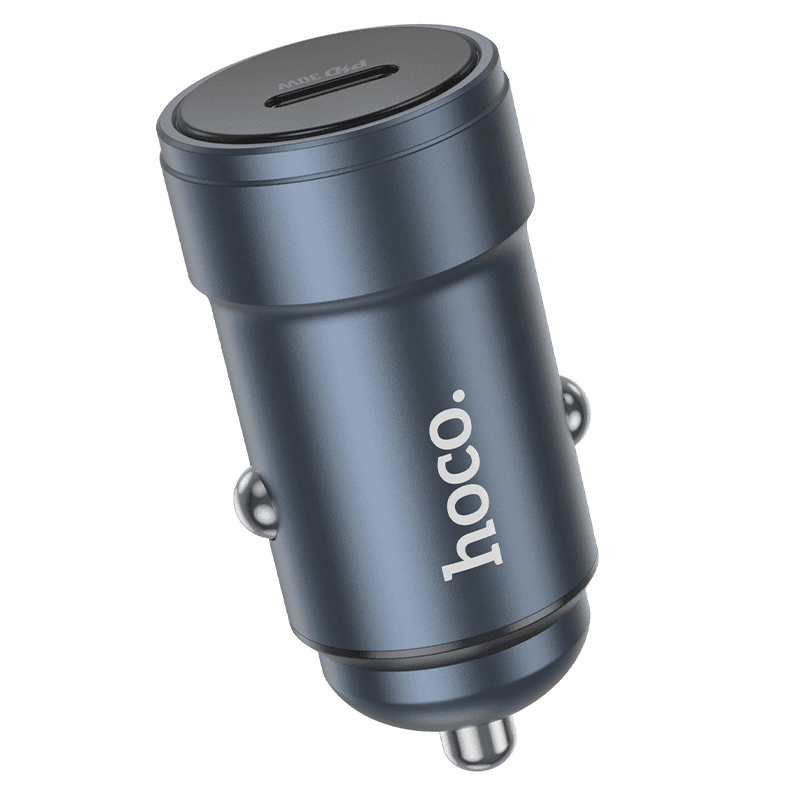 HOCO USB-C PD 38W Car Charger - Metal Grey