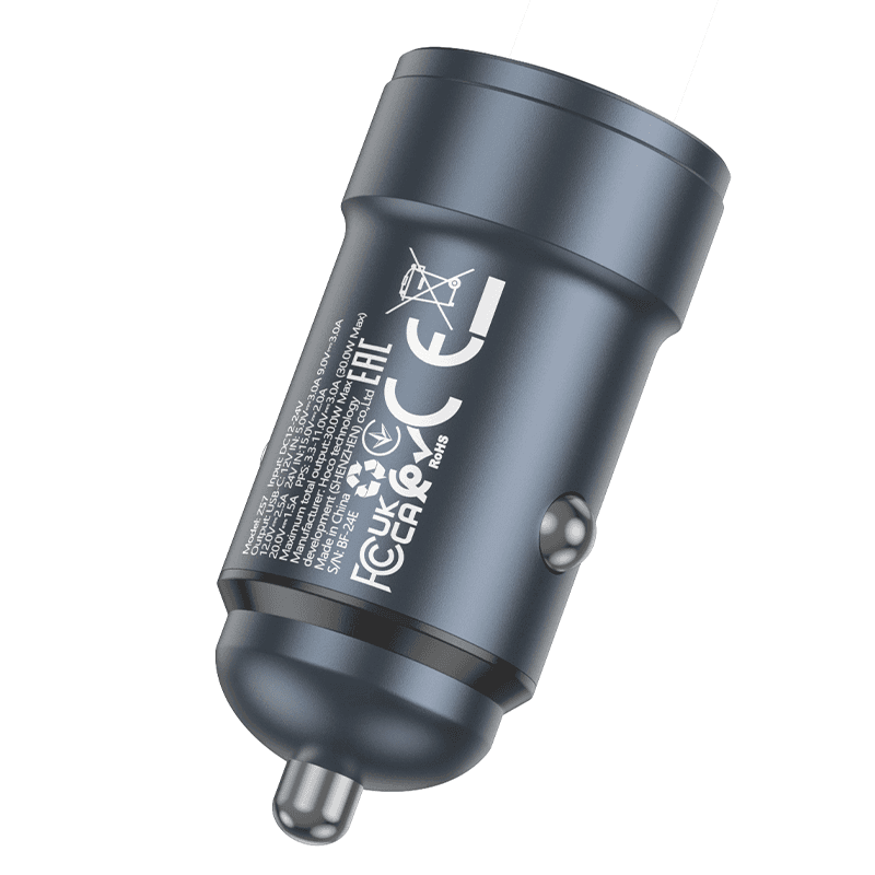 HOCO USB-C PD 38W Car Charger - Metal Grey