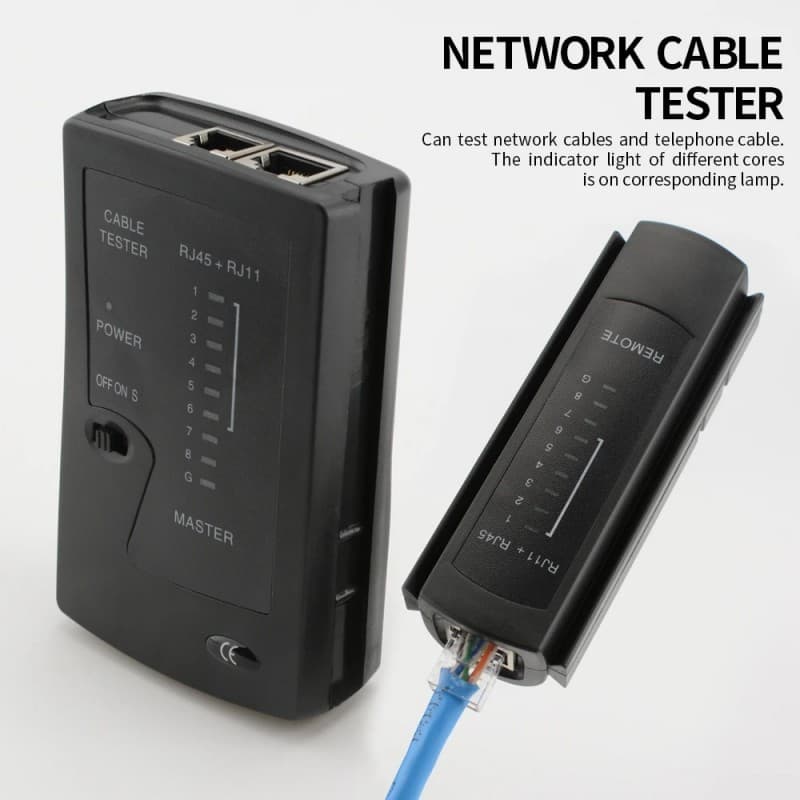 جهاز اختبار كوابل الشبكة والهاتف يدعم RJ11 وRJ12 وRJ45 لكابلات LAN Cat5 وCat5e وCat6 وCat6a وCat7 بنوعيها UTP وSTP 