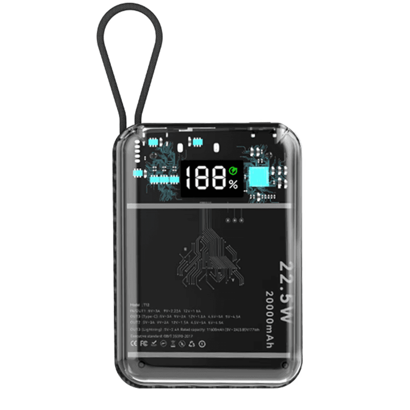 باور بانك شفاف 9Pro بسعة 20000mAh وشحن سريع 22.5 واط