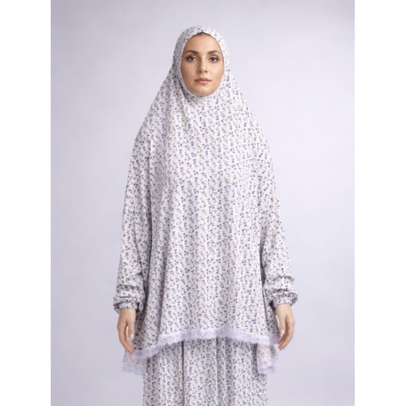 طقم صلاة ستاتي من فاميلي لون ابيض مورد ورد كحلي