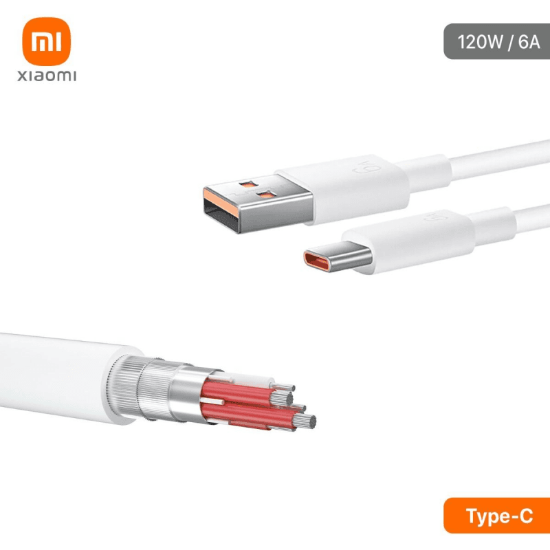 Xiaomi 6A120W Turbo Fast Charge Cable (1M)- White