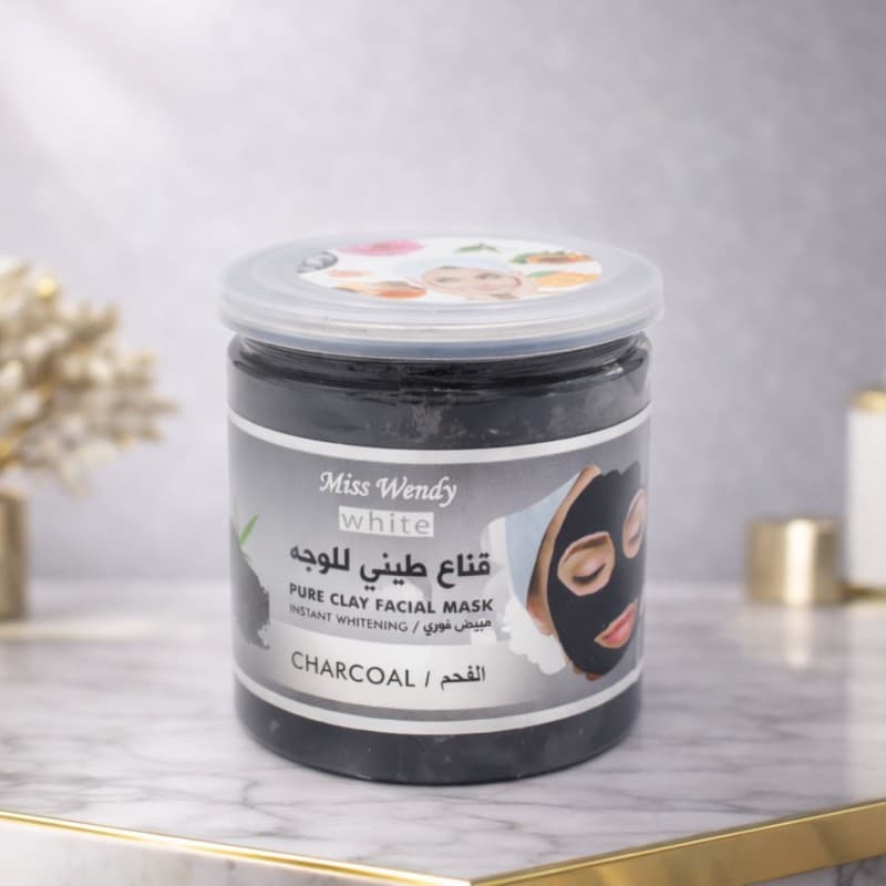 قناع طيني للوجه مبيض فوري بالفحم حجم 400 مل