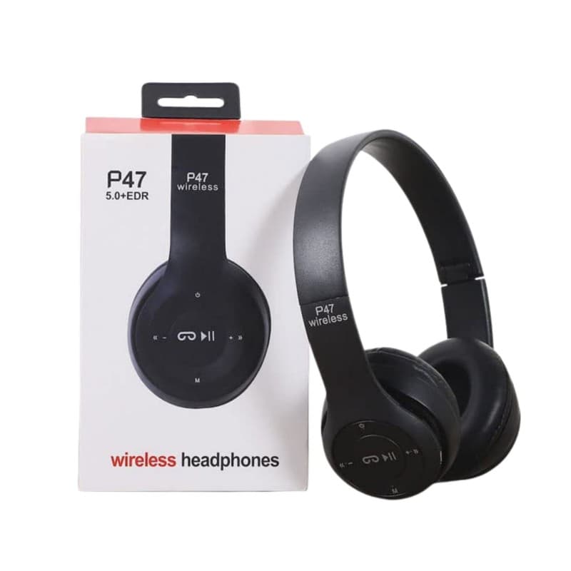 سماعة هيدفون لاسلكية رائعة لون اسود P47