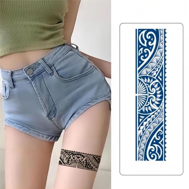 تاتو مؤقت 6.4*24 سم لون أزرق بتصميم زخارف