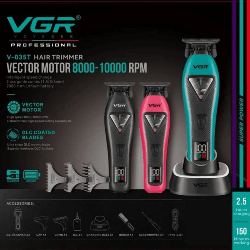 VGR V-035T Hair Trimmer 9000 RPM Vector Motor