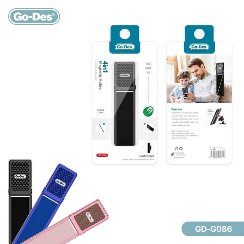 رنج وحمالة هاتف GO-DES GD-G086 المغناطيسية- لون أسود