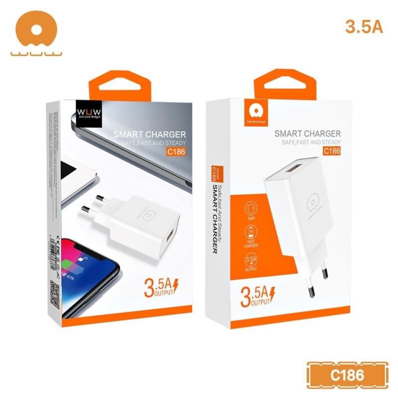 عظمة شحن WUW C186، بمنفذ USB، شحن سريع بقوة 3.5 امبير.