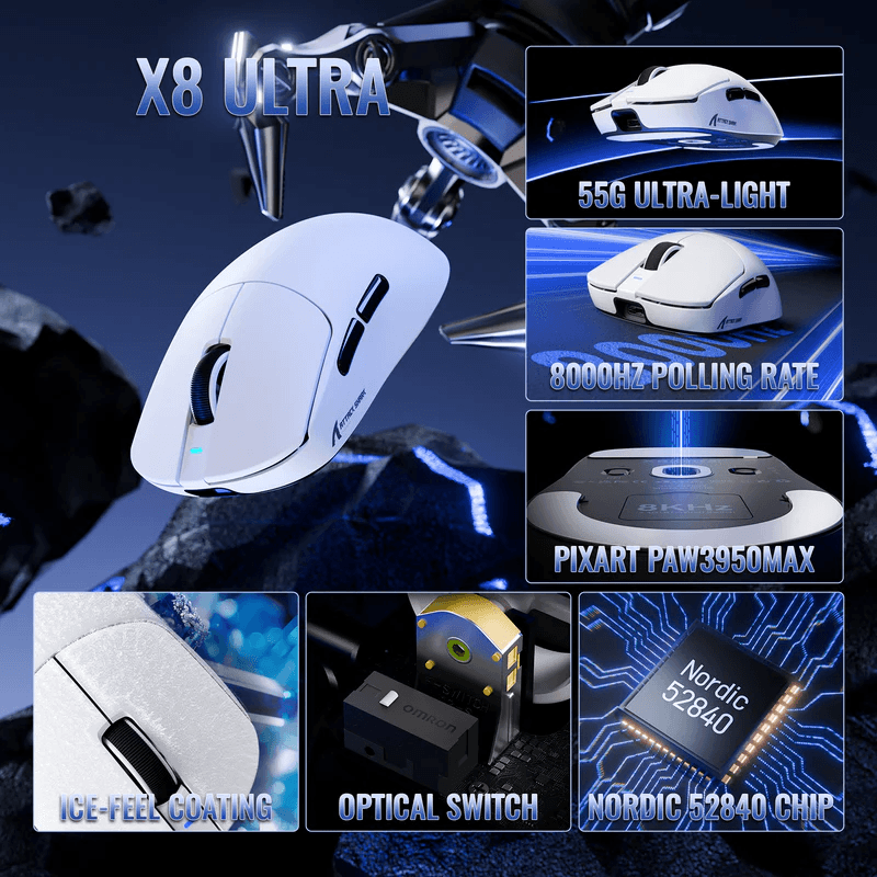 Attack Shark X8 Ultra Mouse-White