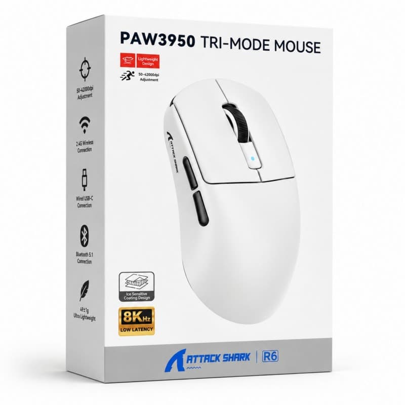 Attack Shark R6 Mouse-White
