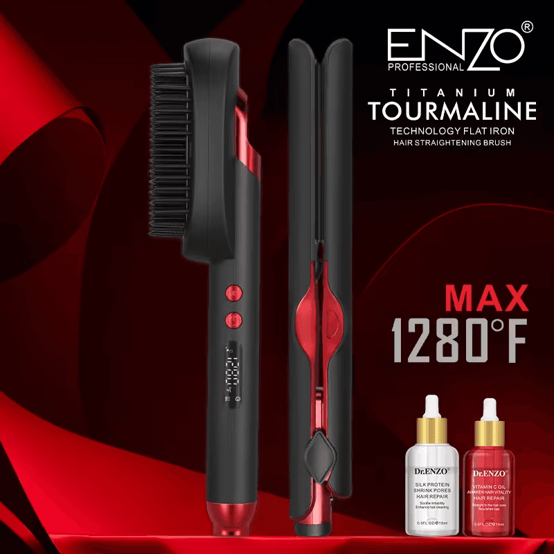 باكيج ستريتنر و فرشاة الشعر مع سيروم من Enzo 