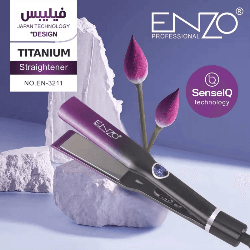 ستريتنر شعر بلاطة تيتانيوم مع زيت الارجان من Enzo