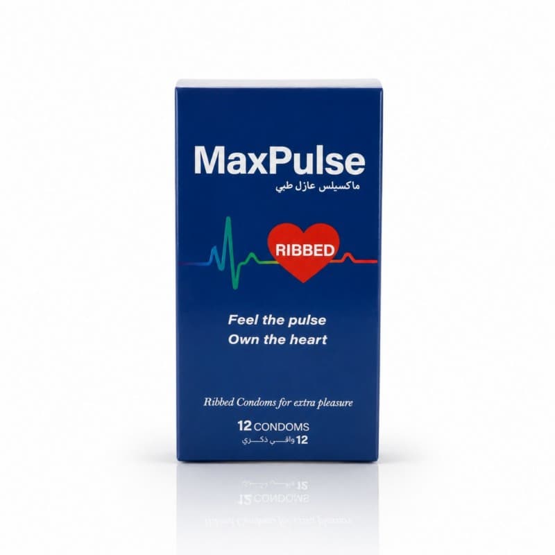 MaxPulse Ribbed Condoms 12PCS (W:52mm, L:180mm) واقي ذكري مضلع