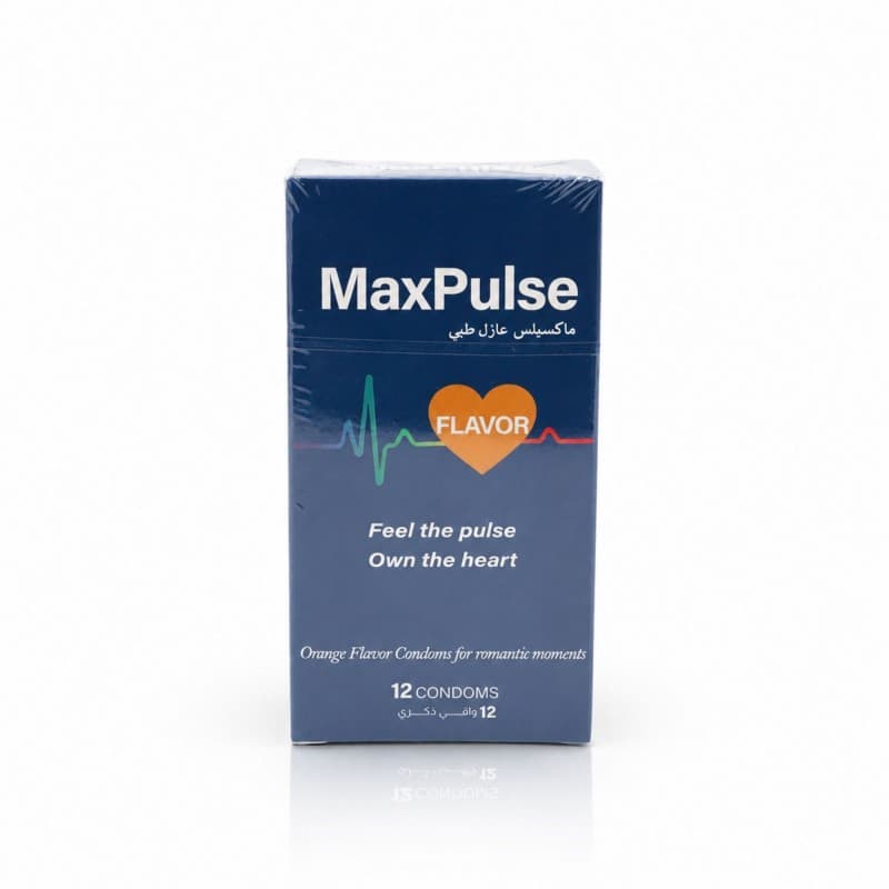MaxPulse Flavor Condoms 12PCS (W:52mm, L:180mm) واقي ذكري برائحة البرتقال