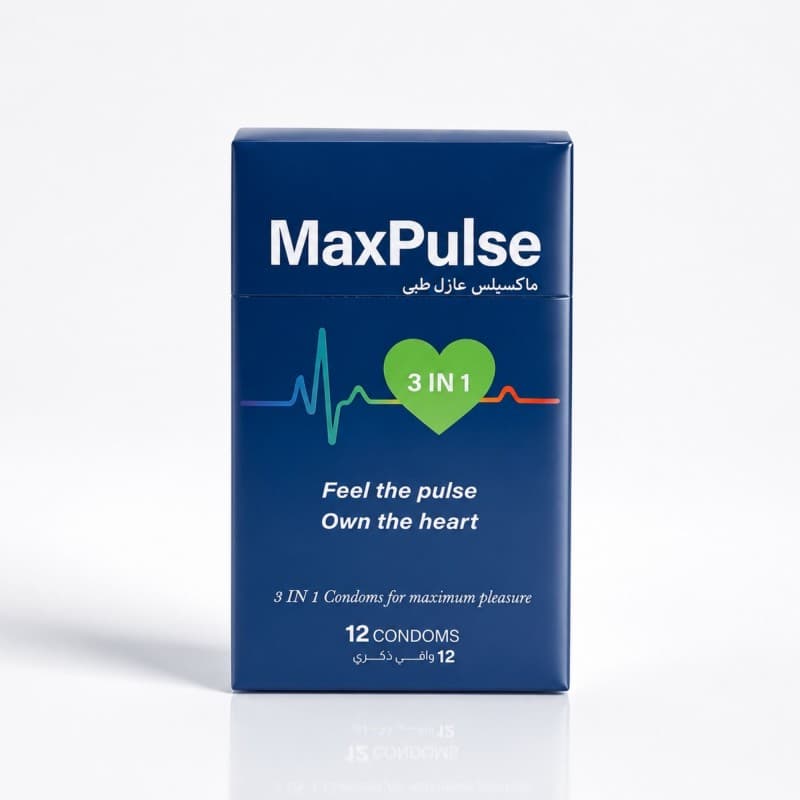 MaxPulse 3 IN 1 Condoms 12PCS (W:52mm, L:180mm) واقي ذكري