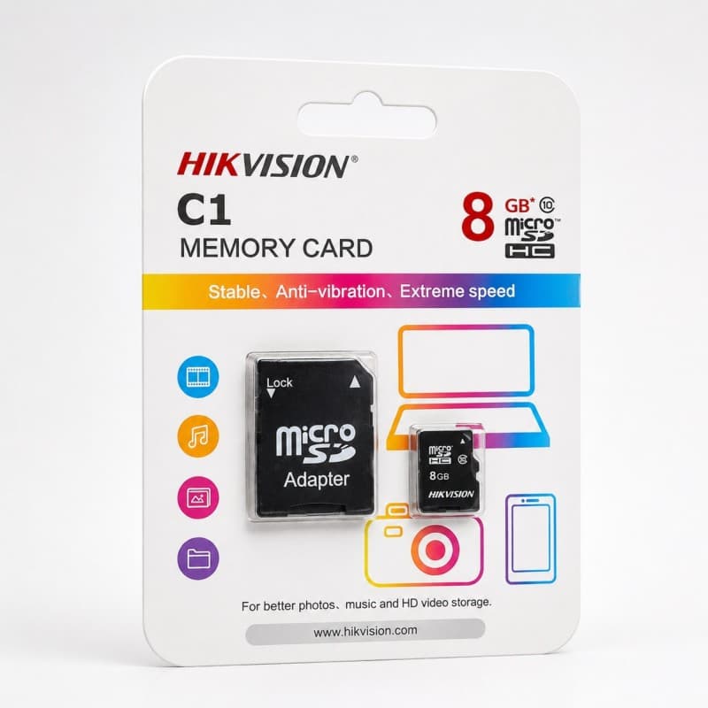 كرت ذاكرة 8G MICRO SD+ حاضنة للكمرات