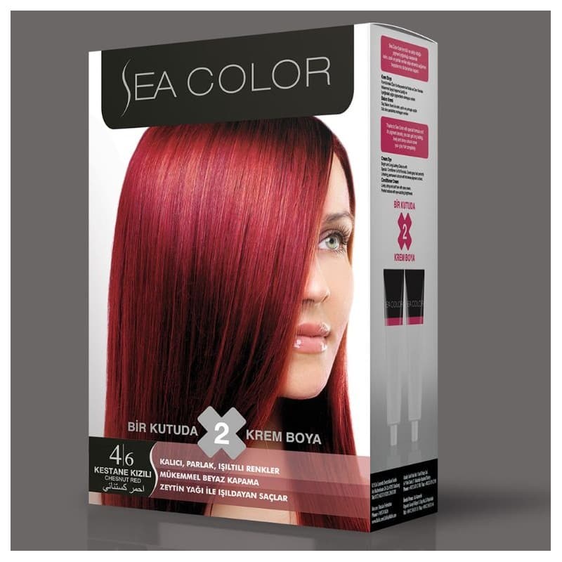 SEA COLOR صبغة شعر احمر كستنائي 4/6 100مل