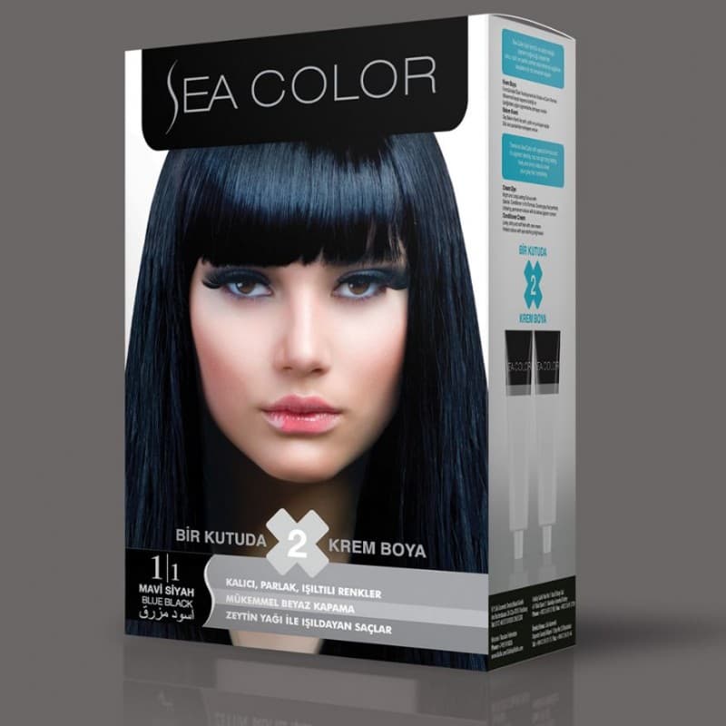 SEA COLOR صبغة شعر اسود مزرق 1/1 100مل