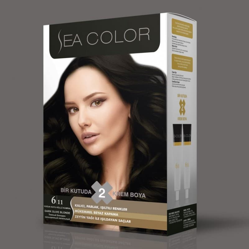 SEA COLOR صبغة شعر اشقر زيتوني غامق 6/11 100مل