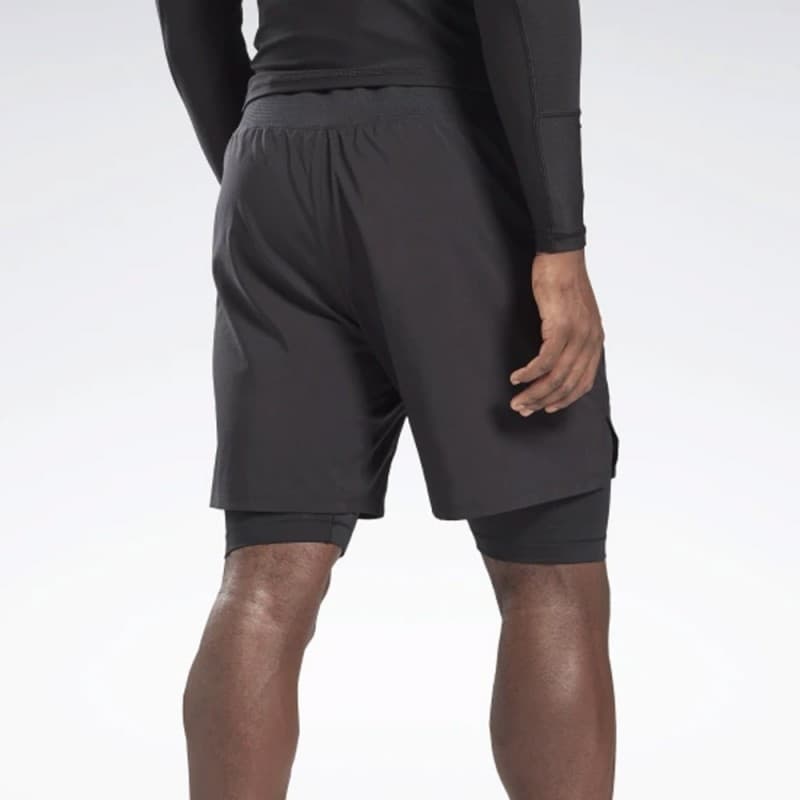 Reebok Mens' Epic Two-in-One Short - شورت ريبوك ايبك تو ان ون للرجال لون أسود