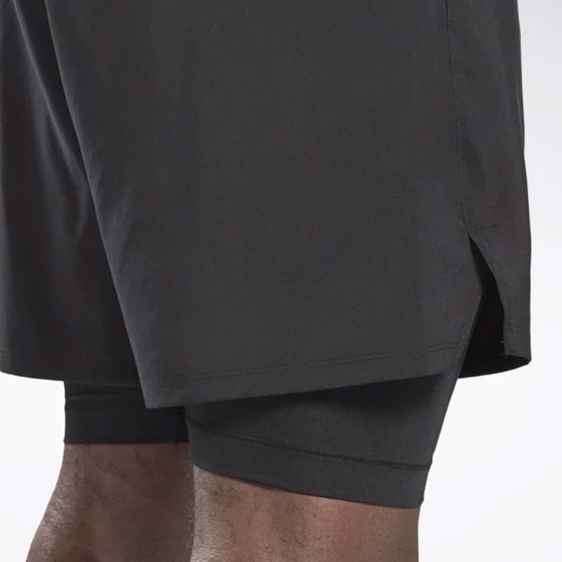Reebok Mens' Epic Two-in-One Short - شورت ريبوك ايبك تو ان ون للرجال لون أسود