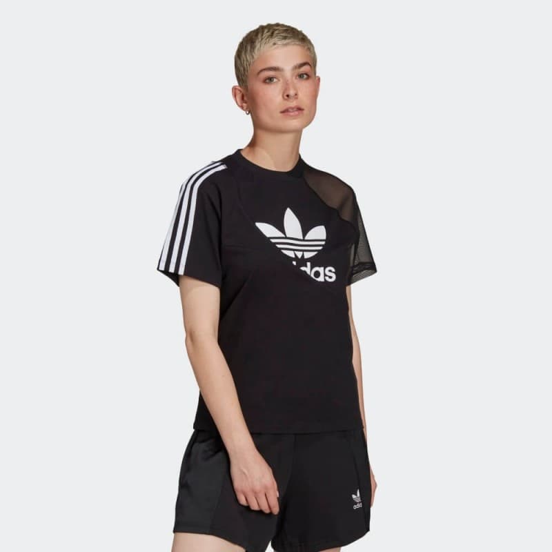 بلوزه وتيشيرت ادي كولور سبليت بشعار الماركة من اديداس للنساء لون أسود Adidas ADICOLOR SPLIT TREFOIL T-Shirts