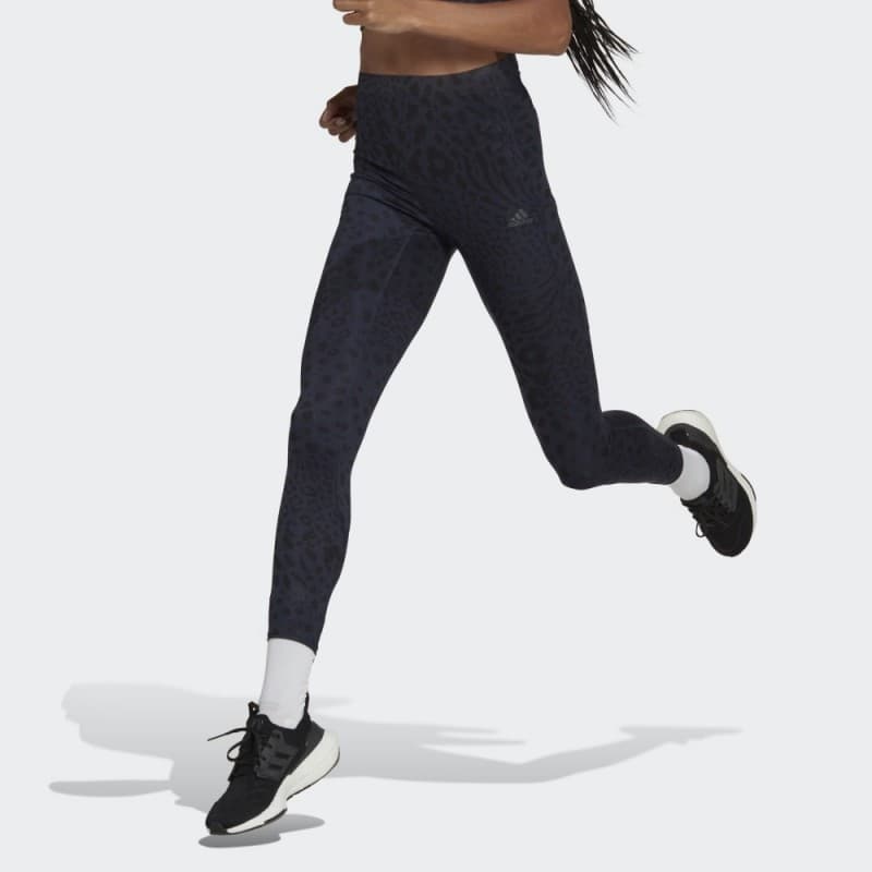 بنطلون ضيق بطبعات جلد من اديداس للنساء لون أسود Adidas FASTIMPACT RUNNING LEOPARD 7/8 LEGGINGS