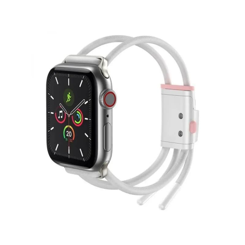 حزام لساعة Apple Watch لون أبيض + زهري , يناسب احجام الساعات 38/44mm
