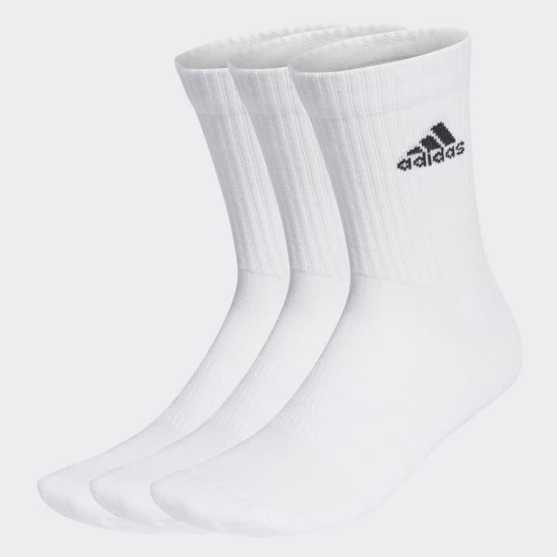 Adidas Unisex Cushioned Crew Socks (3 Pairs) - جوارب اديداس (3 أزواج) للجنسين لون أبيض