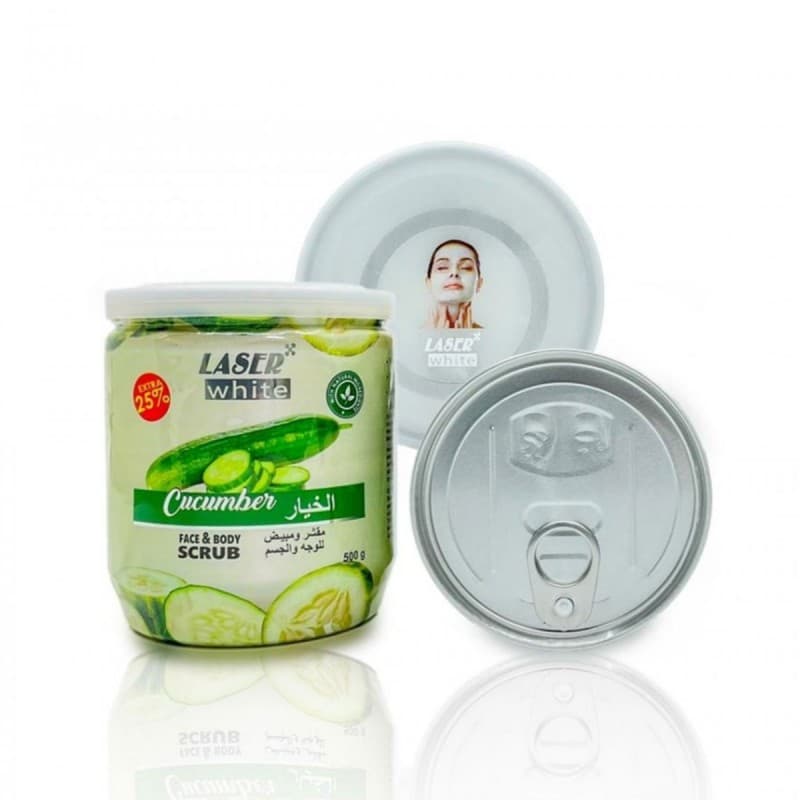 مقشر ومبيض للوجه والجسم بمستخلص الخيار حجم 500 غم - Face & Body Scrub with Cucumber by Laser White