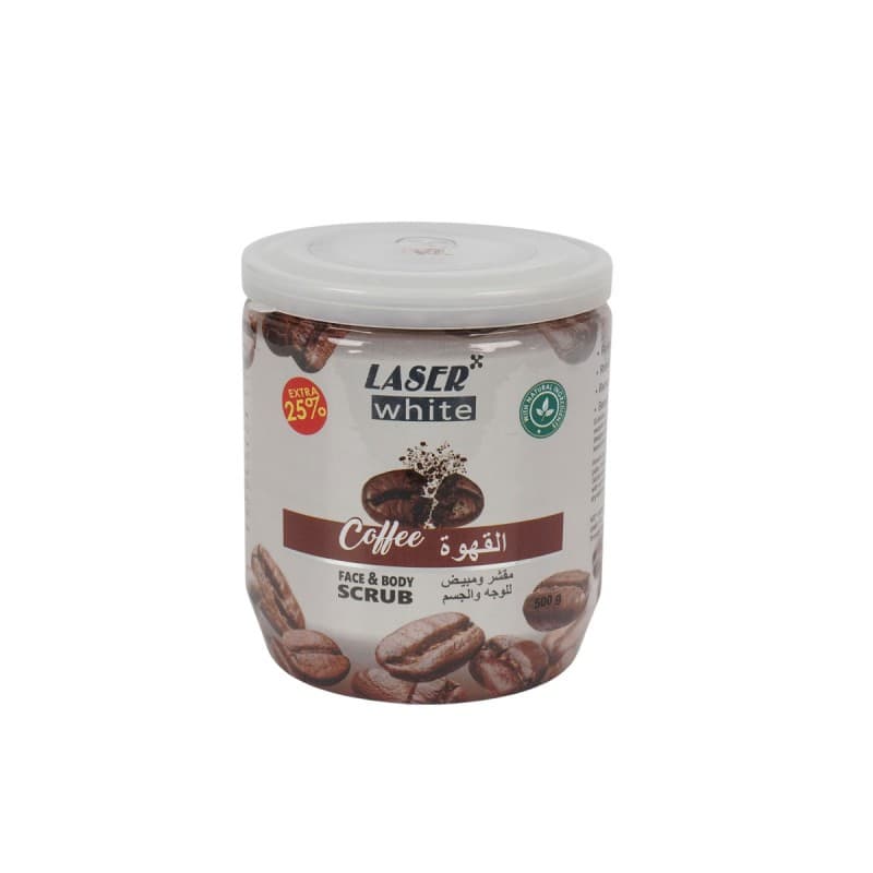 مقشر ومبيض للوجه والجسم بالقهوة حجم 500 غم - Face & Body Scrub with Coffee by Laser White